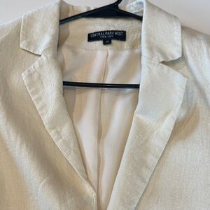 Central Park West Women's Light Cream Linen-Blend Blazer